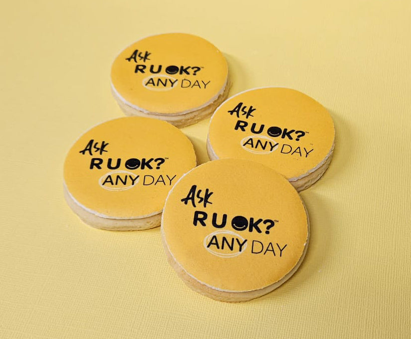 Ask R U OK Cookies - Yellow - Pack of 100 - 6cm