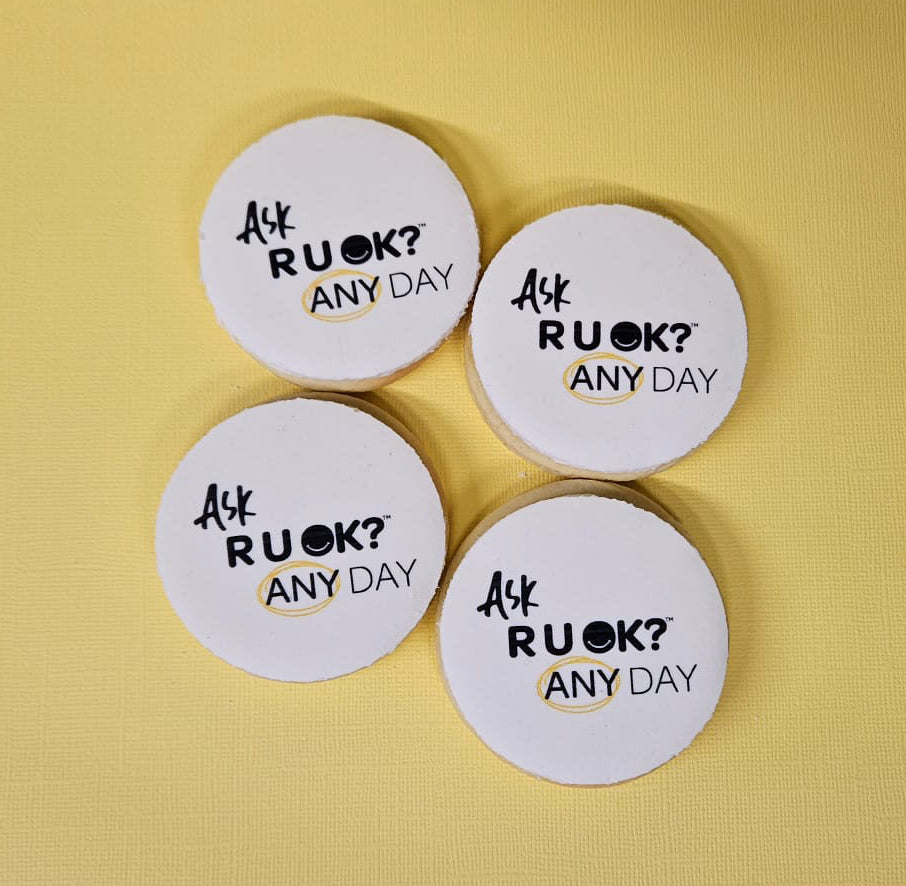 Ask R U OK Cookies - White - 6cm