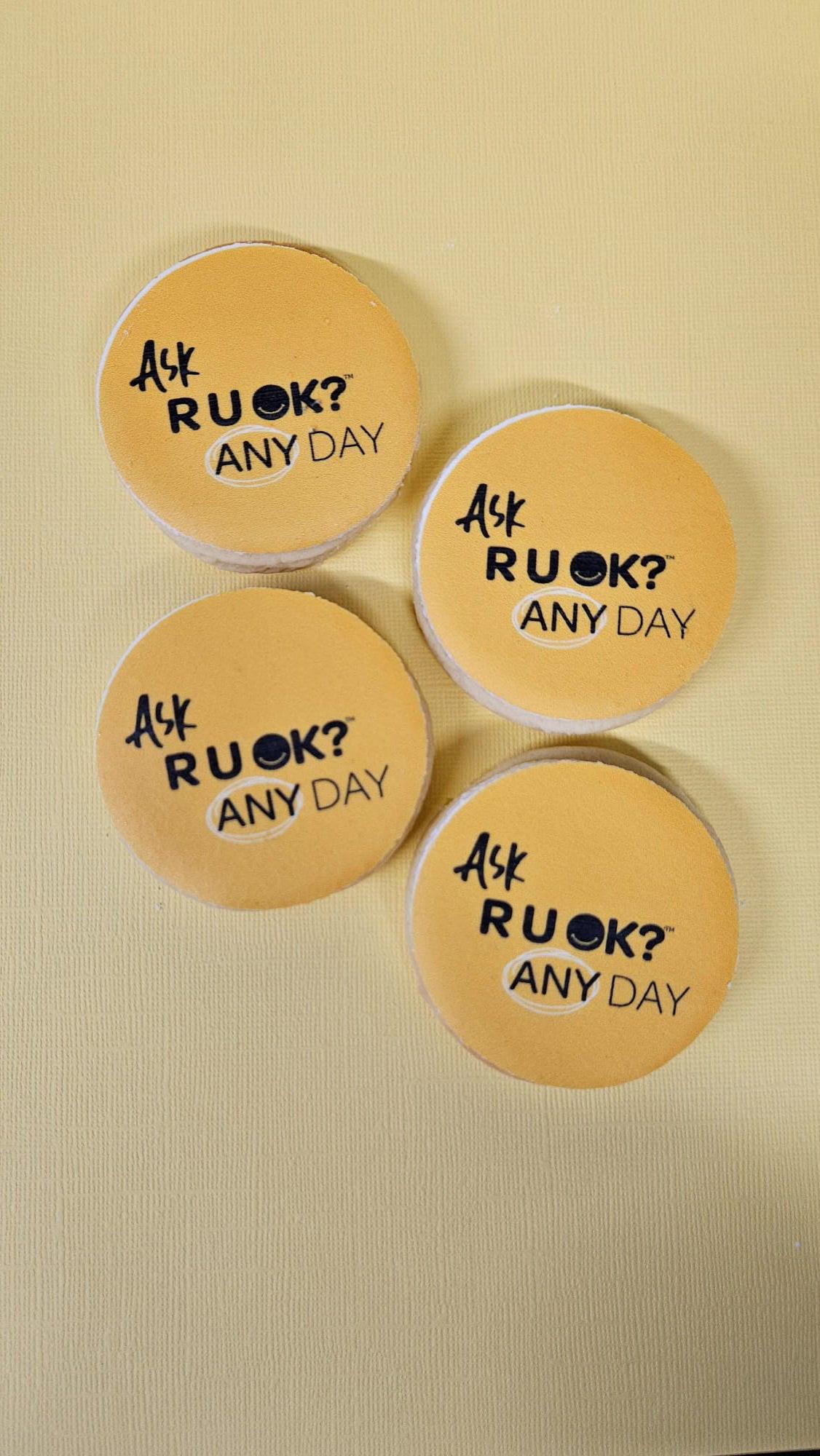 Ask R U OK Cookies - Yellow - 6cm.