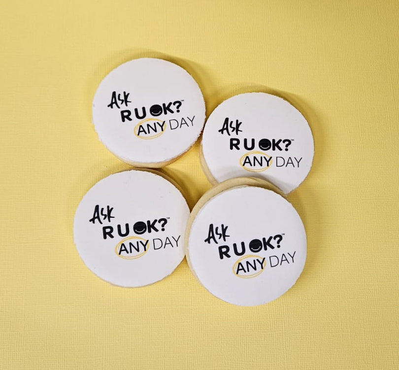 Ask R U OK Cookies - White - 6cm