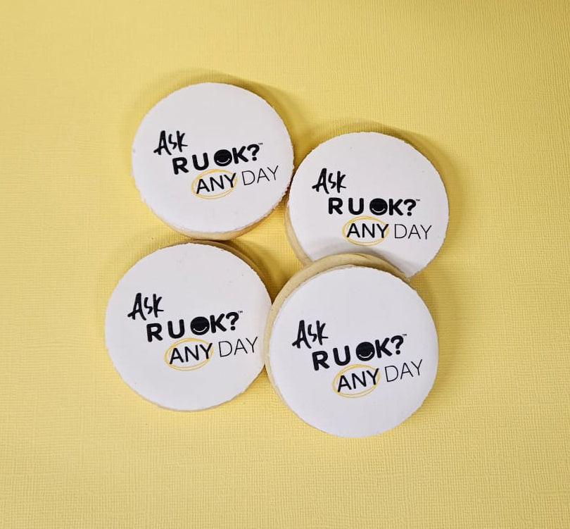 Ask R U OK Cookies - White - 6cm.
