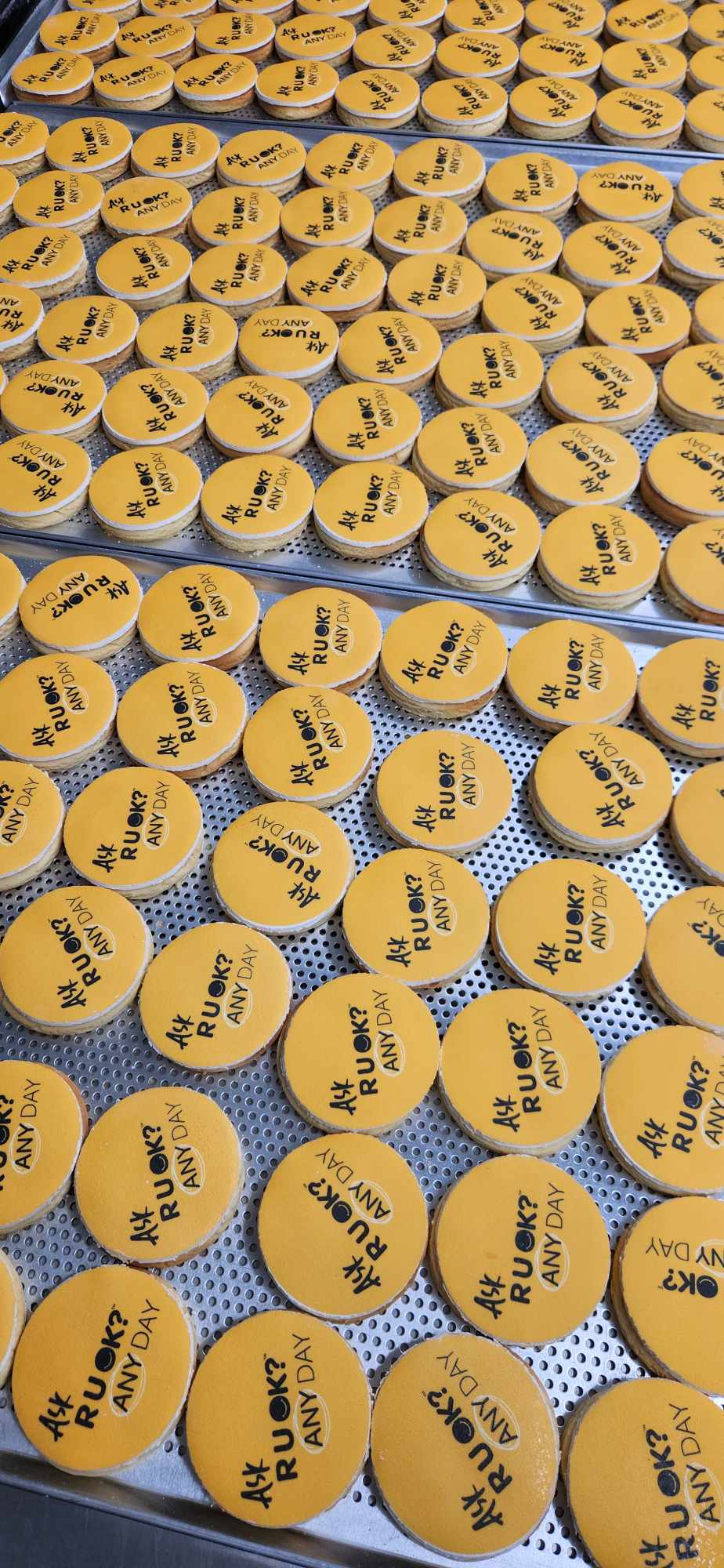 Ask R U OK Cookies - Yellow - Pack of 100 - 6cm