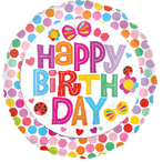 Happy Birthday Flower 4 Air-filled Balloon, Happy Birthday Balloon