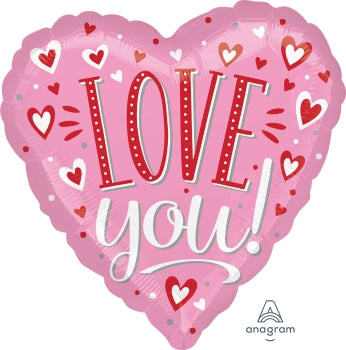 Love You White Dots 4 Air-filled Balloon, Love You Balloon