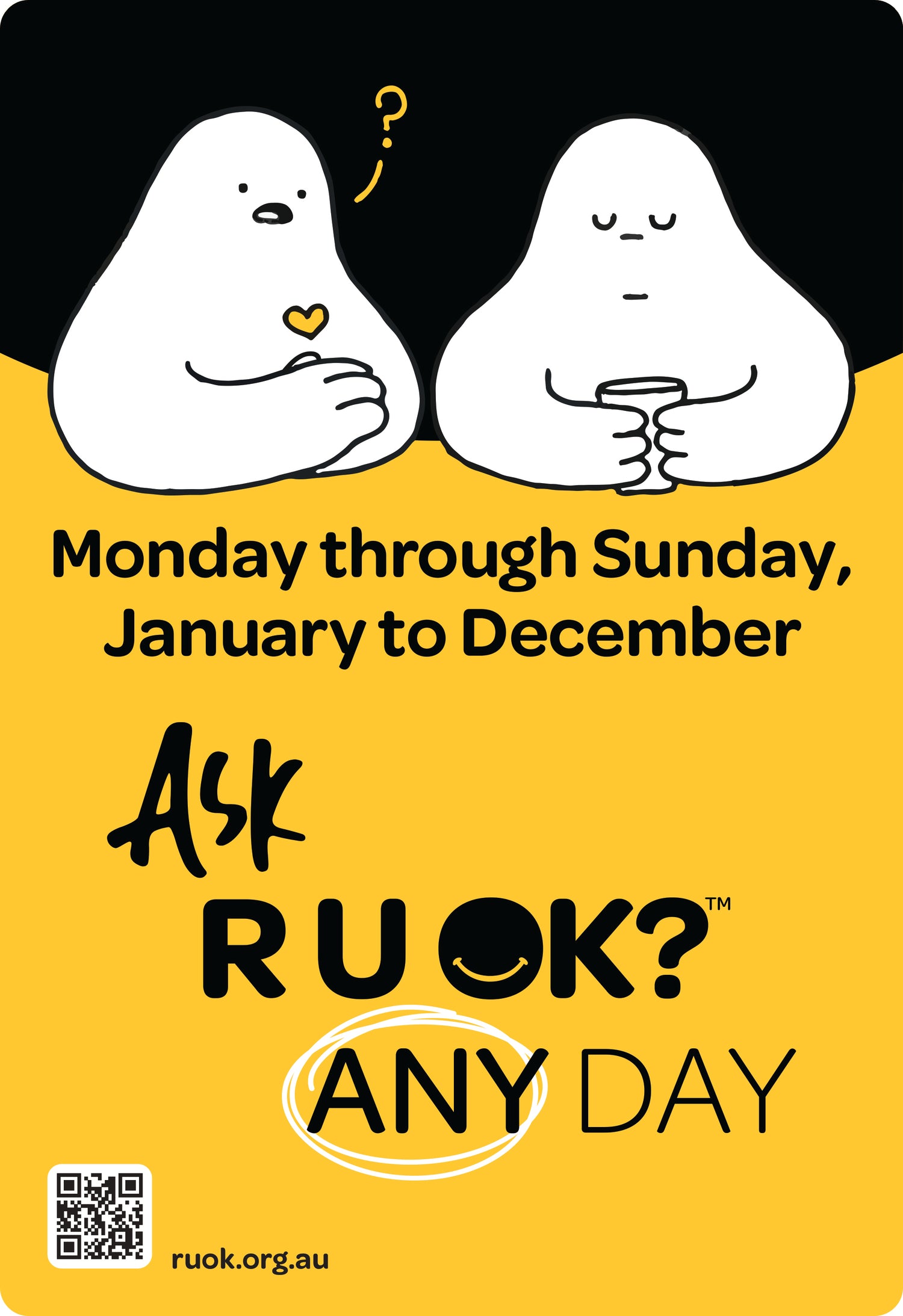 Ask R U OK Cookies - White - 6cm