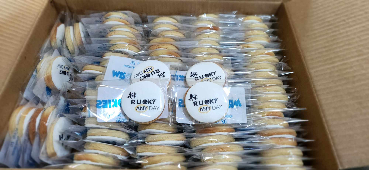 Ask R U OK Cookies - White - 6cm