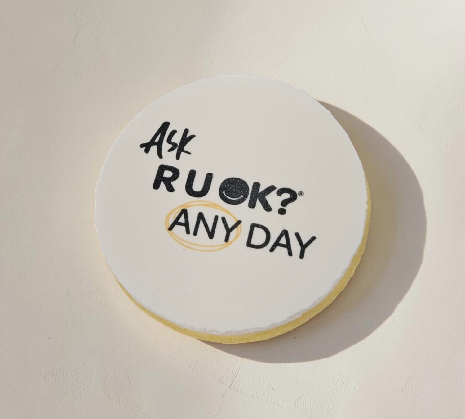 Ask R U OK Cookies - White - 6cm
