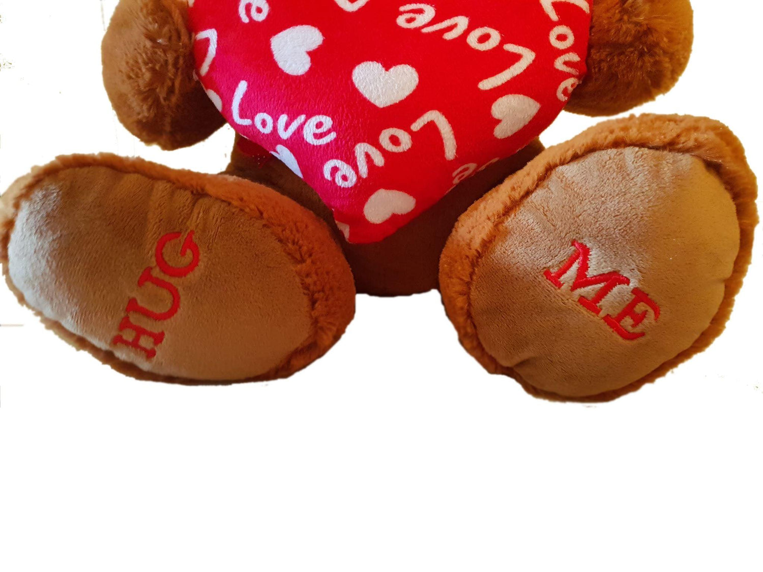 40cm Brown Teddy Bear With Lots of Love and Hug Me Feet.