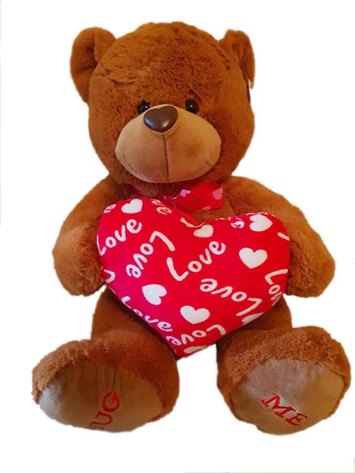 40cm Brown Teddy Bear With Lots of Love and Hug Me Feet.