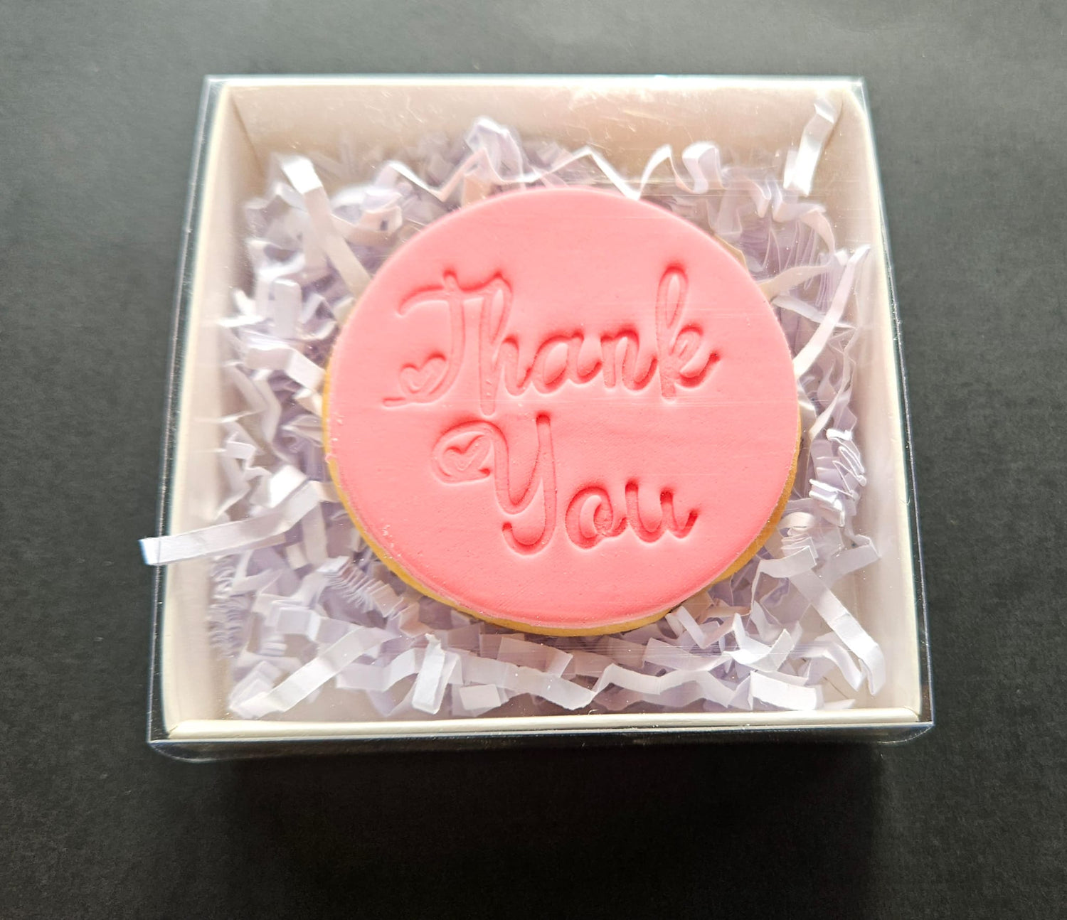 Thank You with Love Hearts Cookie in a Window Box.