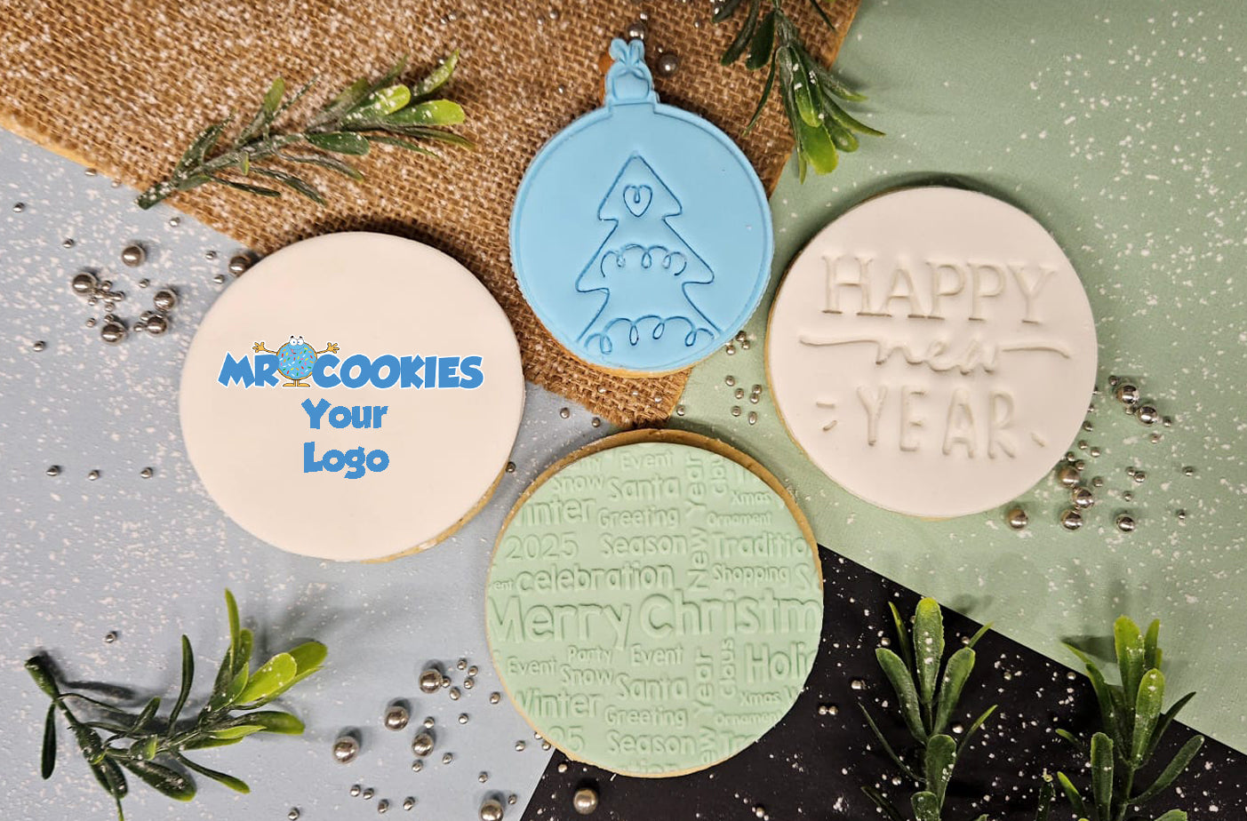 Xmas Cookie Pack with Custom Logo Cookie